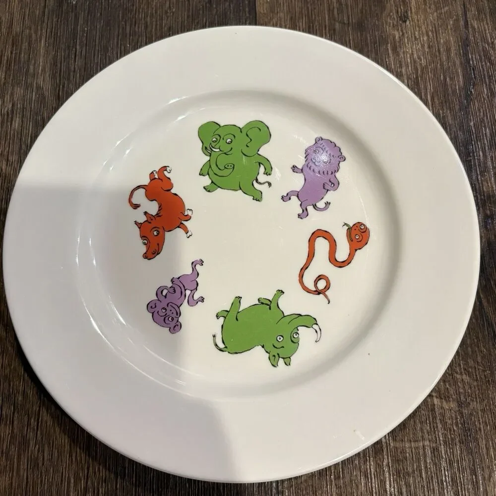 Vintage Jungle Friends Melamine Child Dinnerware Set Plate Bowl Cup Utensils